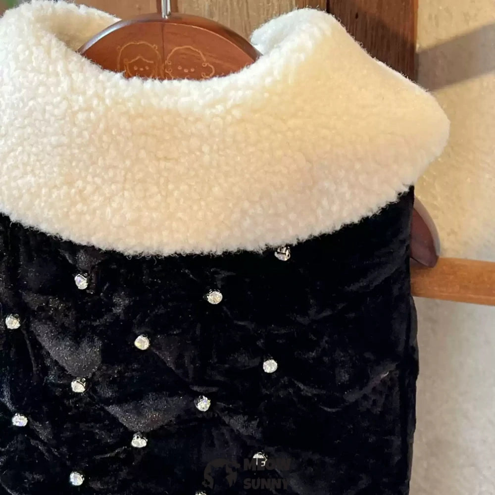 Warm vest with fur collar for small and medium dogs
