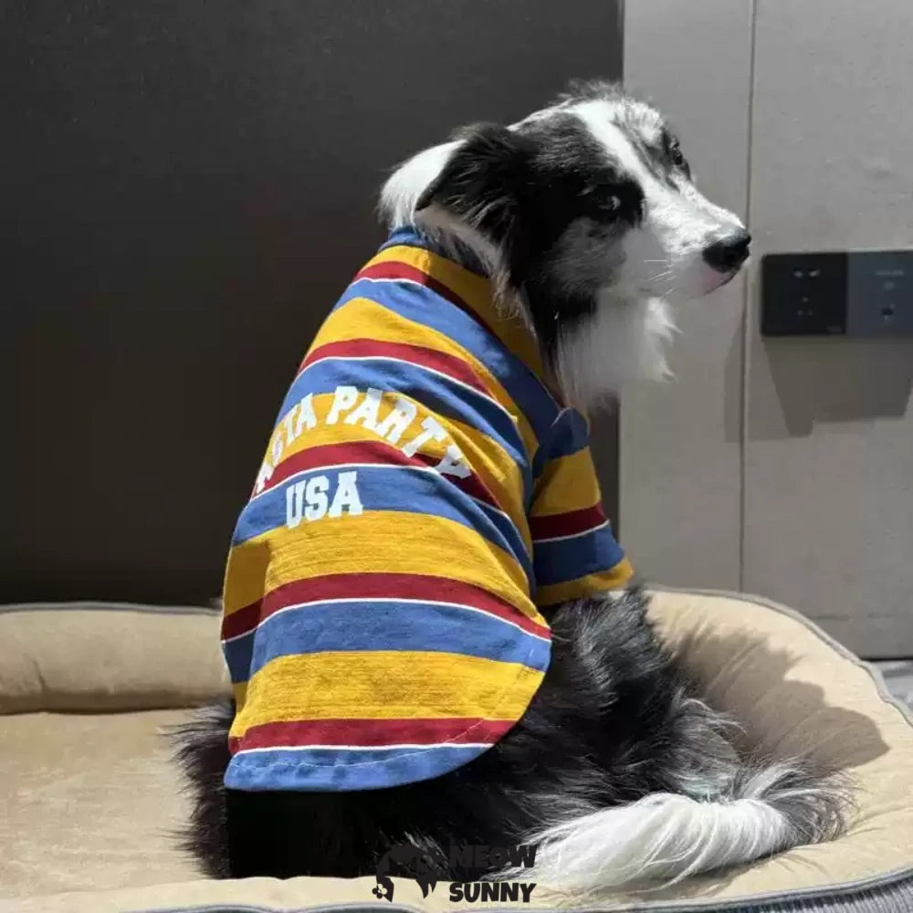 Wide Stripes Dog Shirts Three color stripes Waffle Knit Pet T-Shirt
