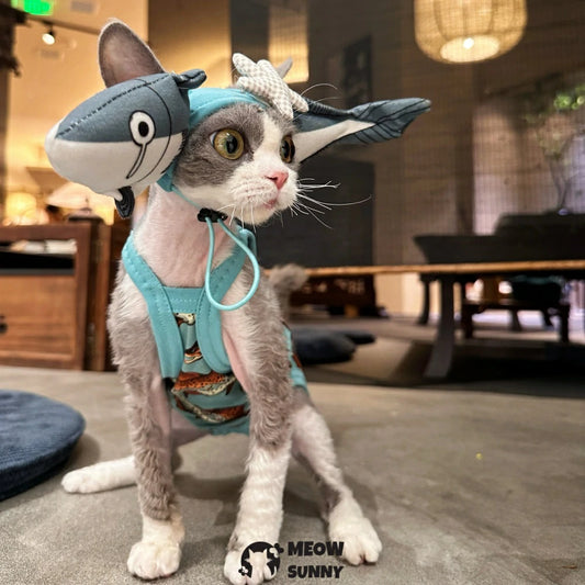 Xianyu Funny Hat Hairless Cat Clothes Four-legged Belly Protective Tank Top