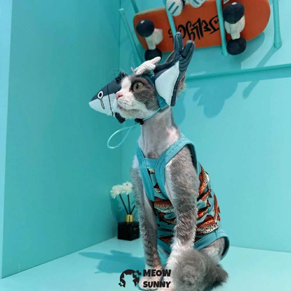 Xianyu Funny Hat Hairless Cat Clothes Four-legged Belly Protective Tank Top