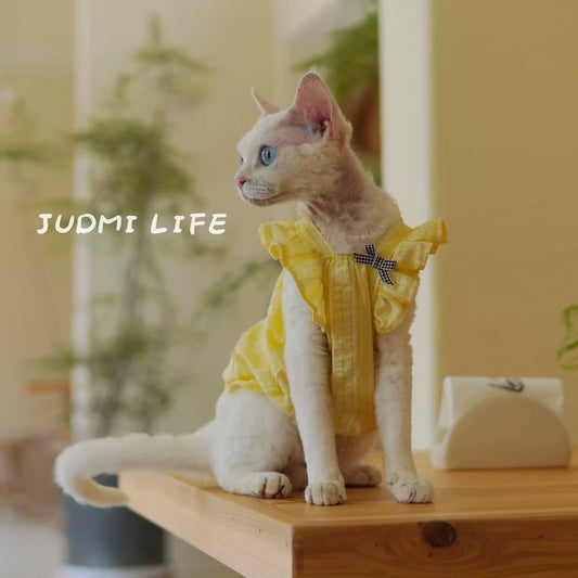 Sphynx Hairless Cat Summer Lightweight Cool Cute Yellow Vest