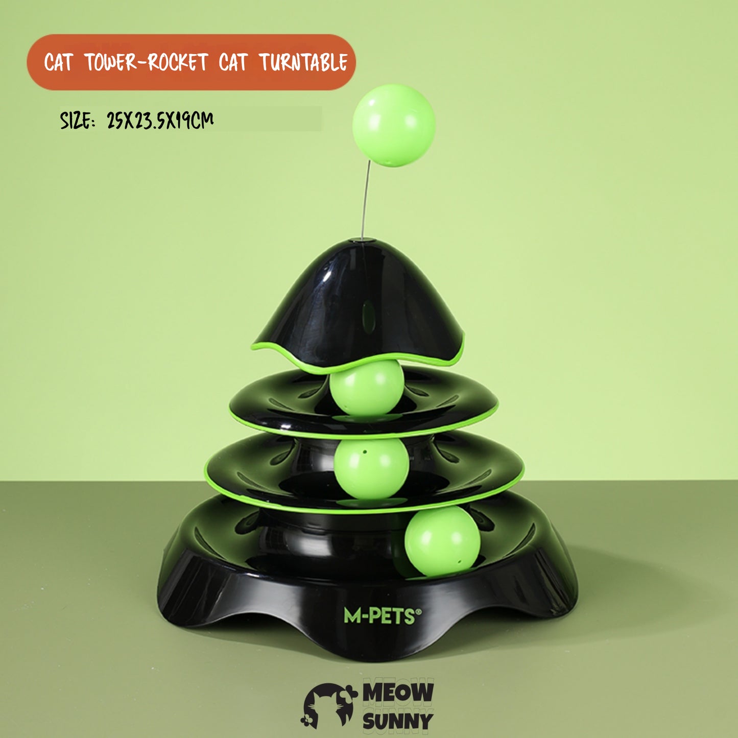 Cats Turntable Circle Track Toys(Black&Green),4 Level Turntable