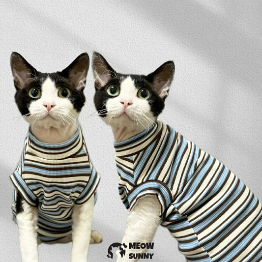 Summer pure cotton belly protection warm hypoallergenic hairless cat vest short sleeves