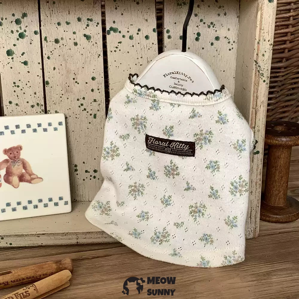 Small Dog Vest Grass Green Floral Dog Clothes