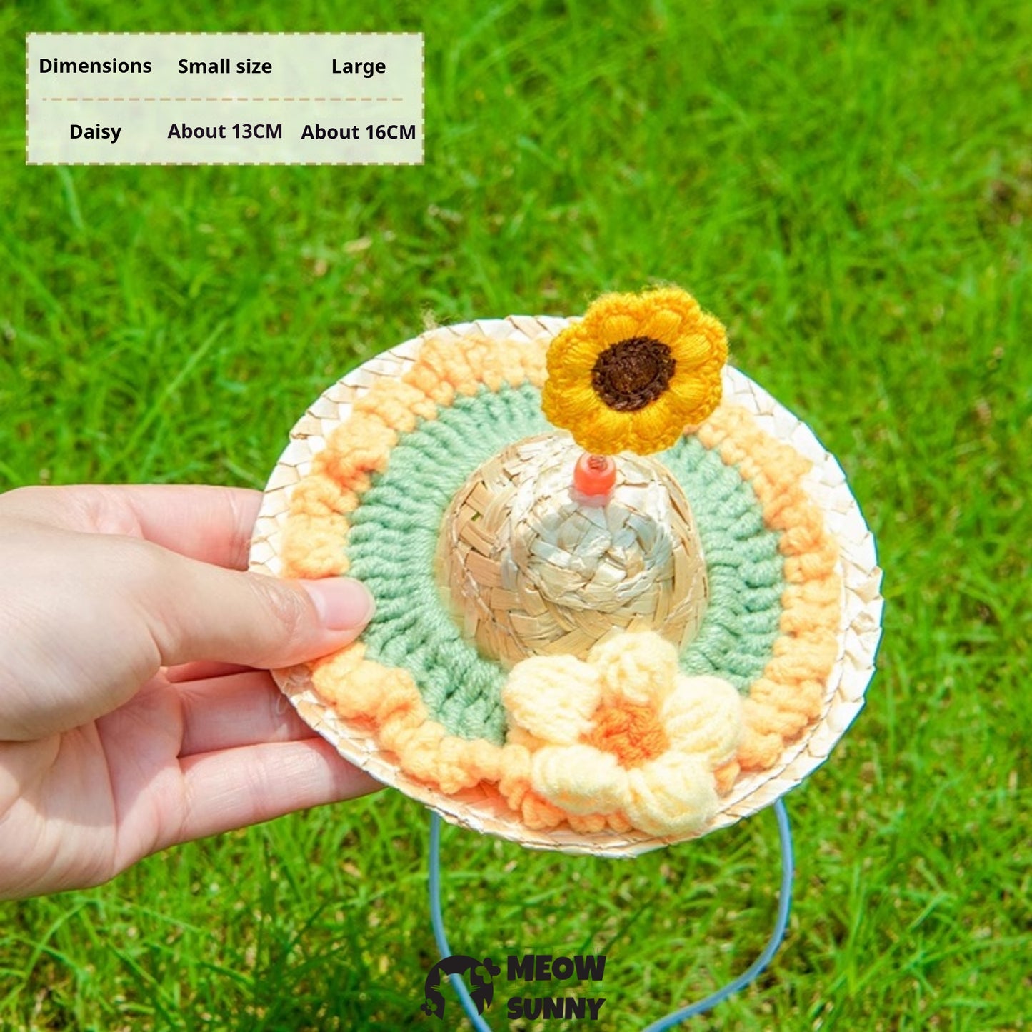 Straw Bamboo Dragonfly/Small Flower Pet Cat & Dog Sun Hat