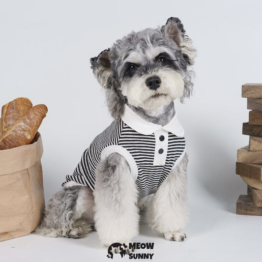 Dog striped shirt Soft cotton dog clothes Summer stretch POLO shirt