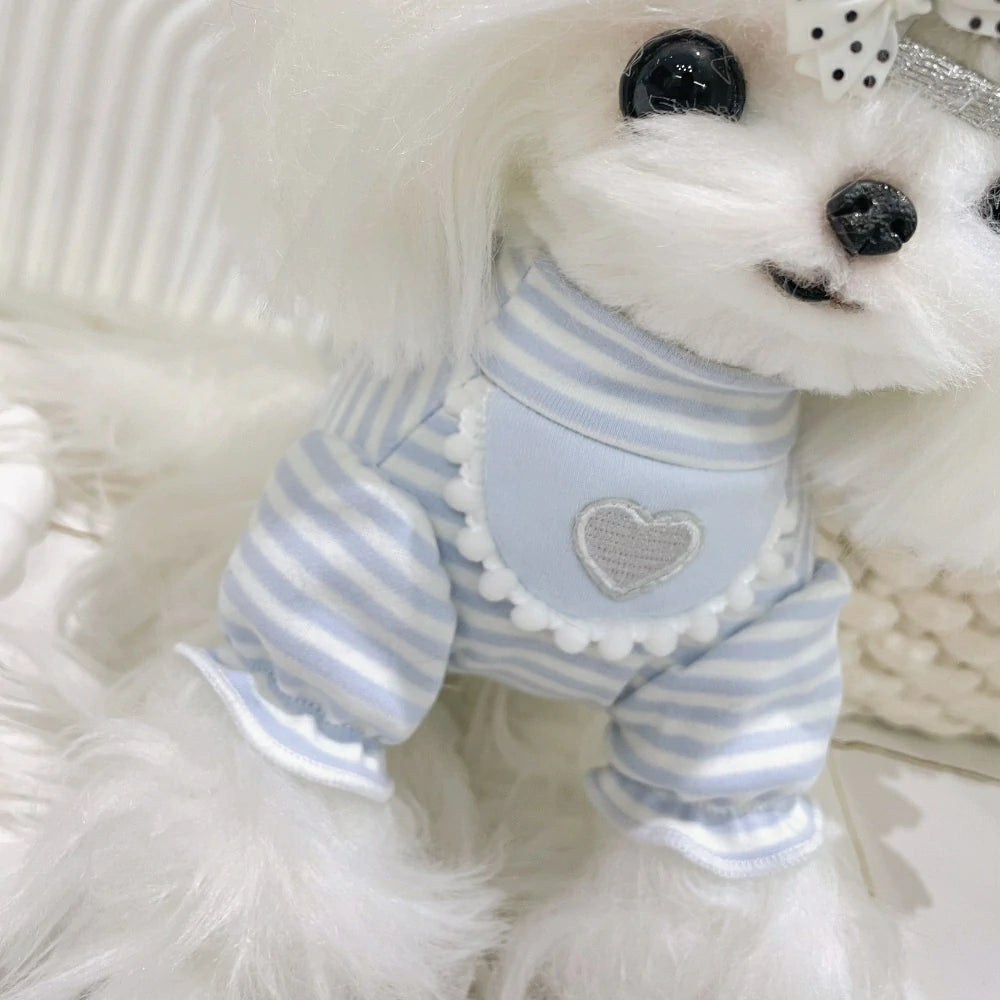 Maltese bottoming shirt and Yorkshire terrier striped skirt