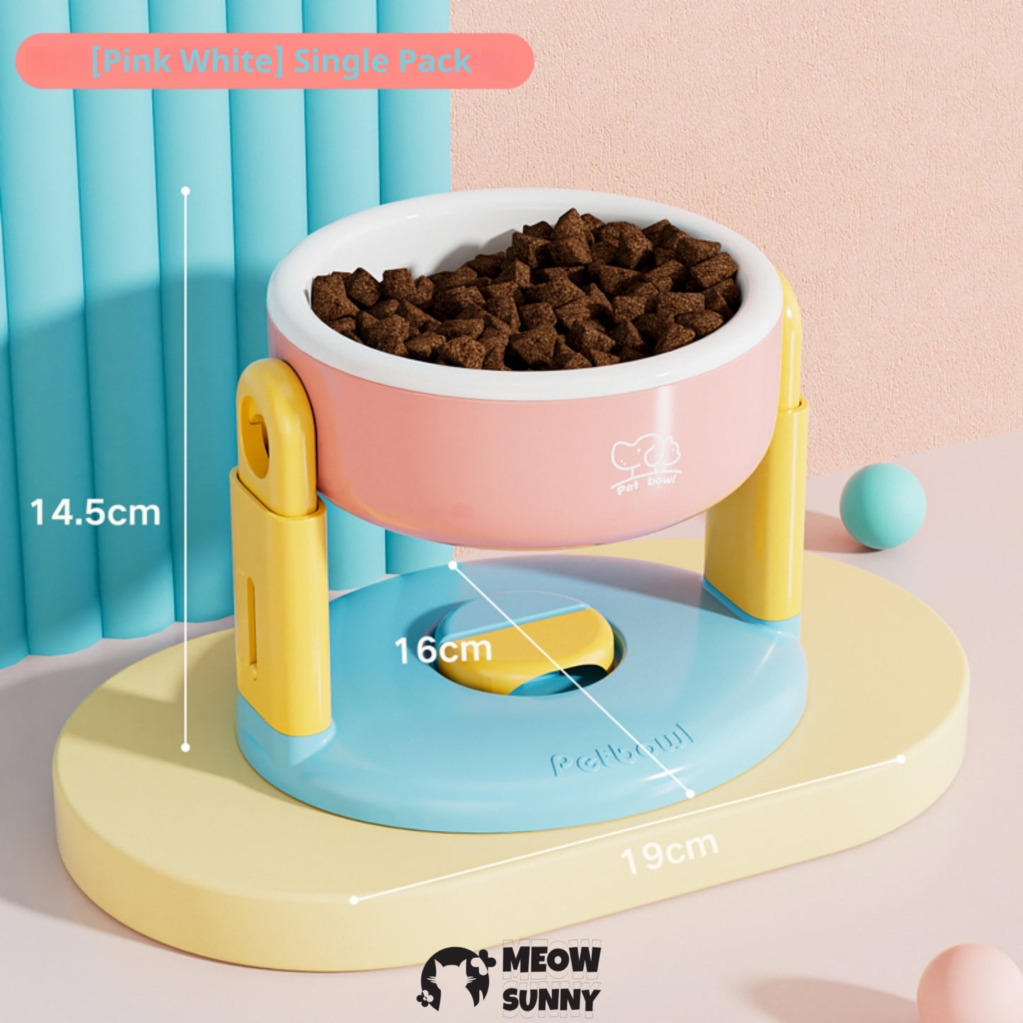 Adjustable height cat&dog bowl