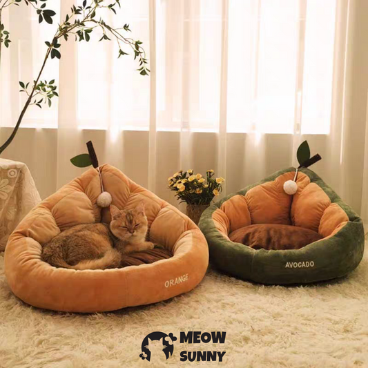 Orange Round Bolster with Ball Toys Cat & Dog Bed