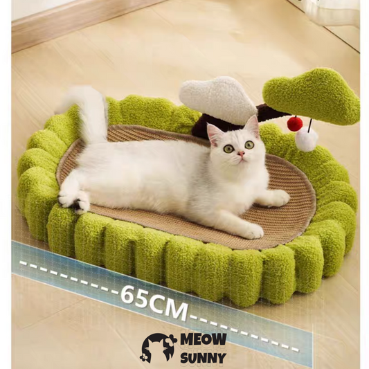 Cozy Sisal Cat Scratching Bowl Toy with Plush Border
