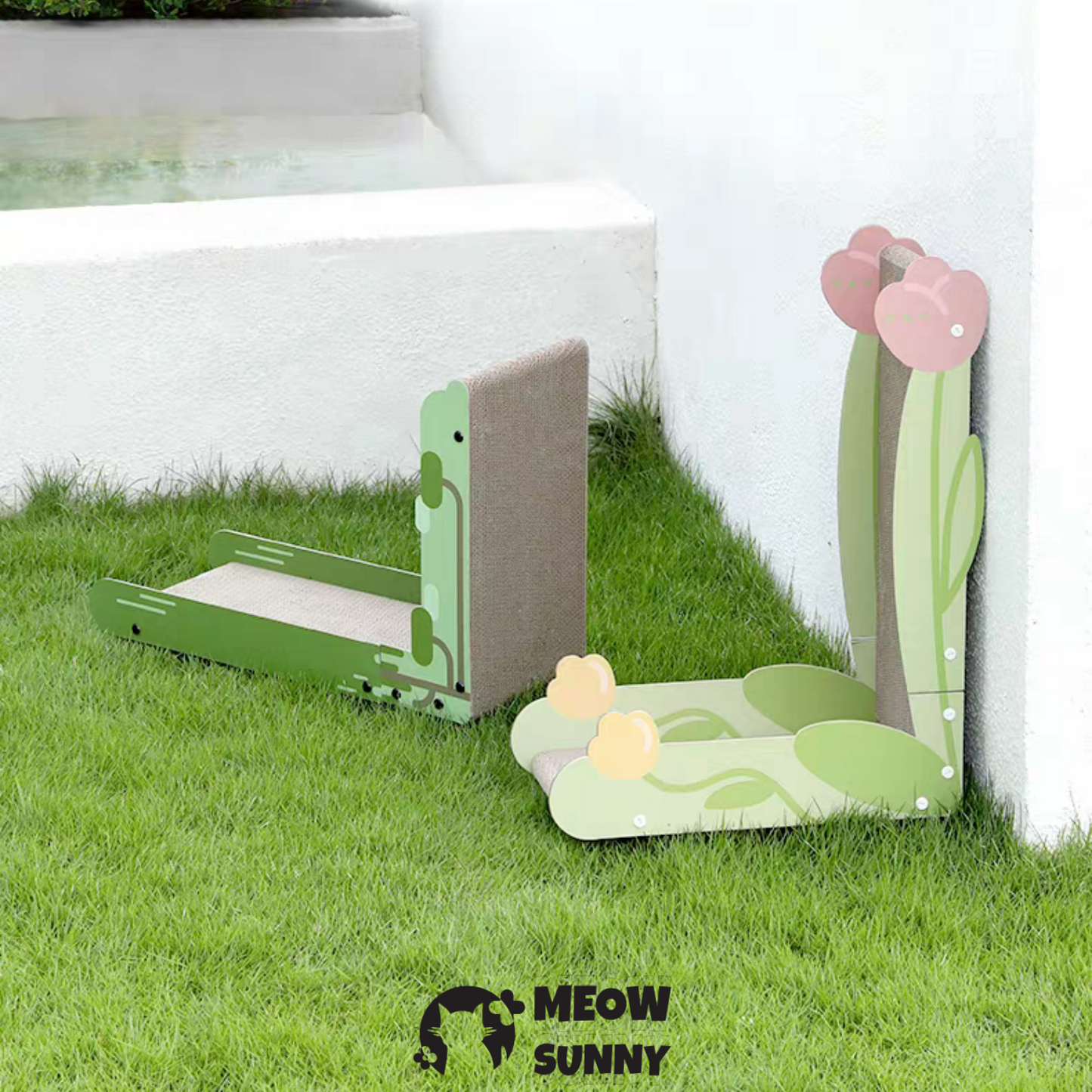 Flower Style Comfortable Cat Scratching Board Wall, Green, Regular