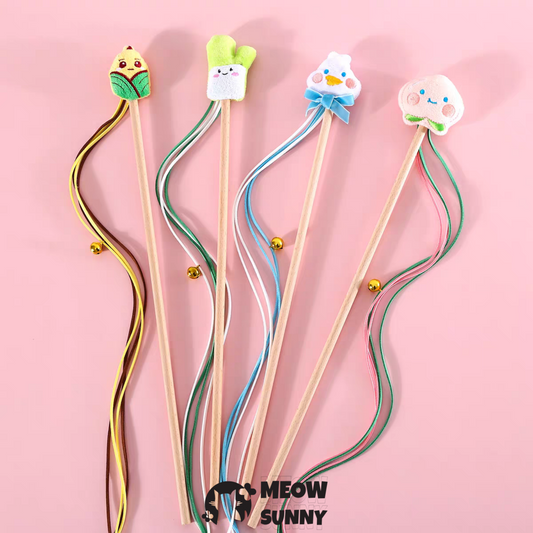 Pet Fit For Life 4-Piece Set Squiggly Worm Wand Cat Teasers Toy