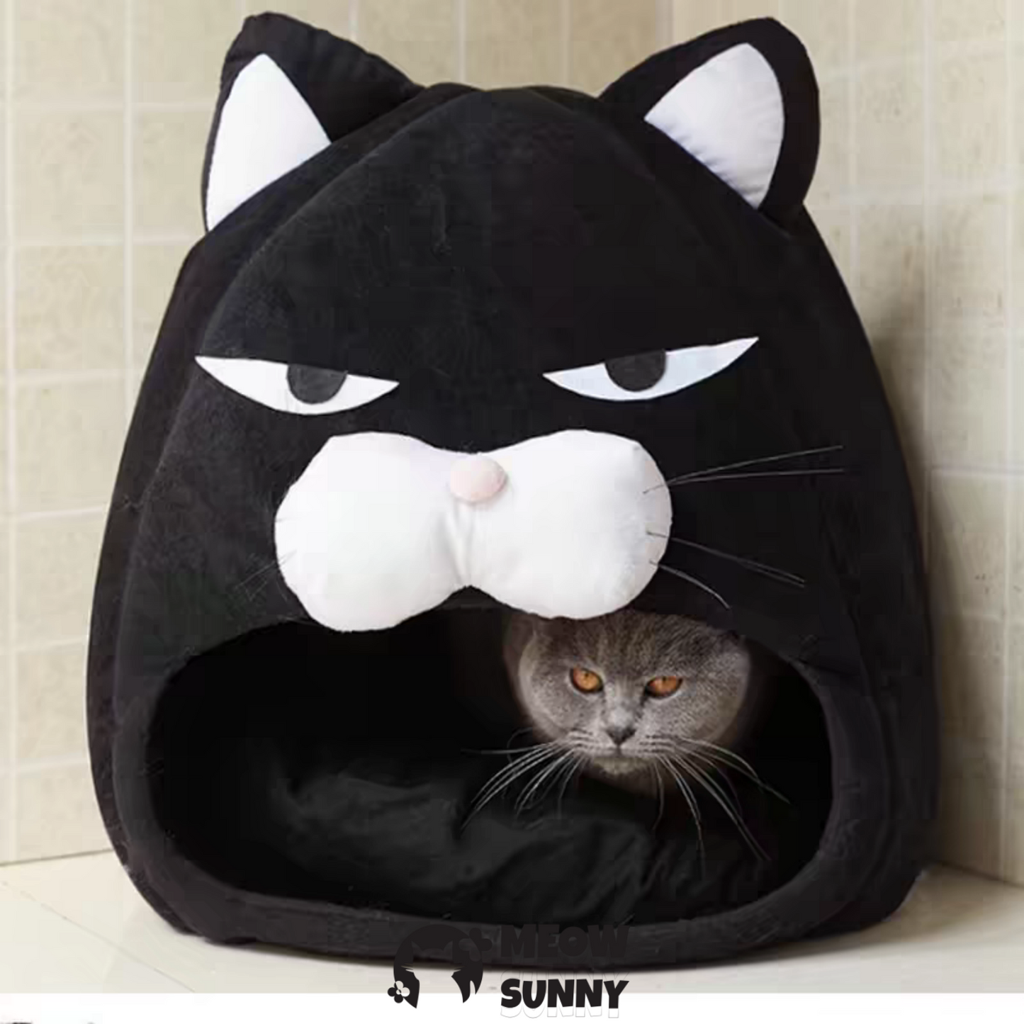Black Cat Soft Nest Covered Cat Bed, Large