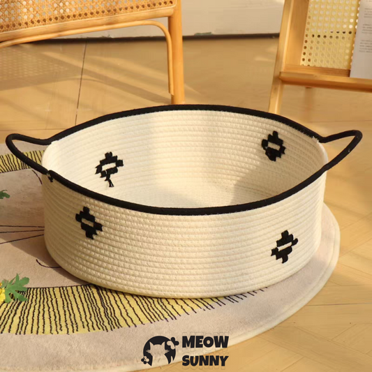 Fashion Woven Plush and Cotton Rope Cat or Dog Bed