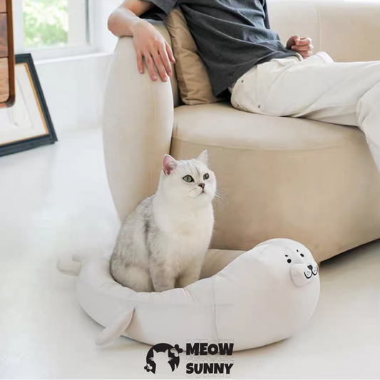 White Seal Stylish Cuddler Summer Cooling Ice Pad Semi-Enclosed Washable Cat Bed, Medium
