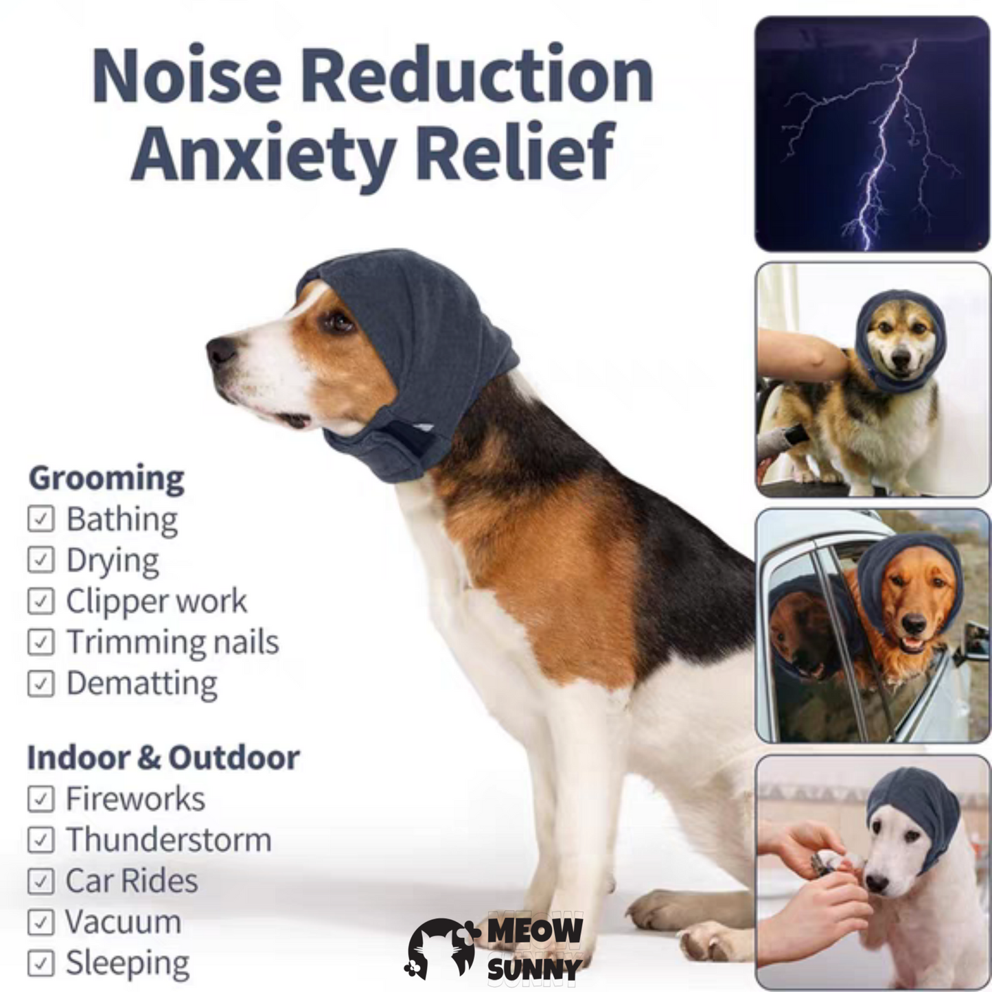 Pet dog Soothing Headgear Neck Scarf to Prevent Thunder and Scare and Soothe Emotions