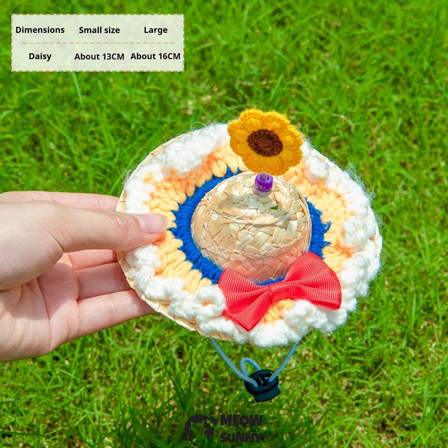 Straw Bamboo Dragonfly/Small Flower Pet Cat & Dog Sun Hat